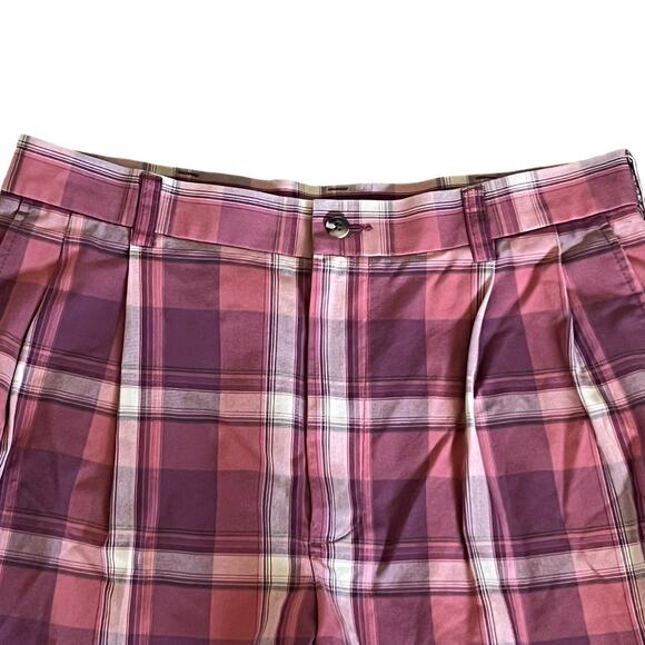 Roundtree & Yorke Gold Label Shorts 32 Brick Red Plaid Golf Country Club - Picture 2 of 4